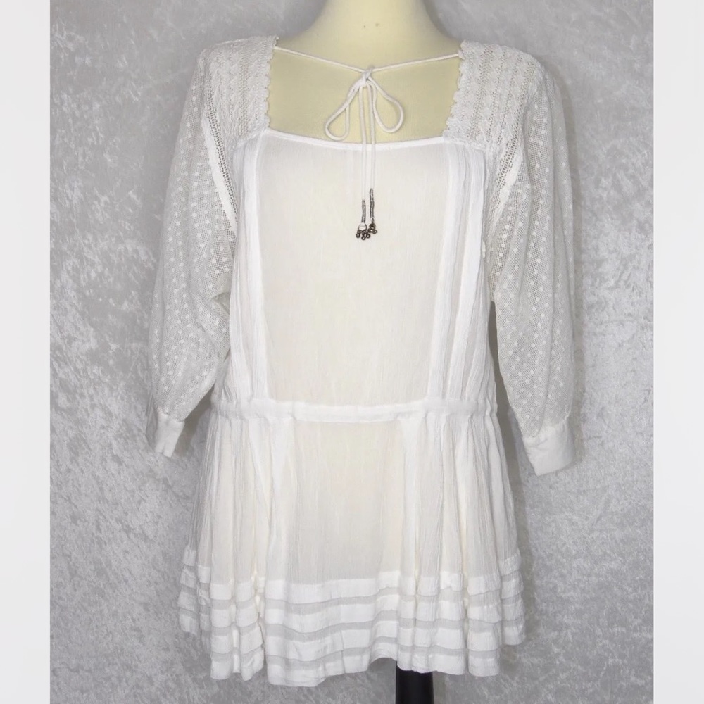 Free People XS TP to Medium Jennie Tunic White BOHO